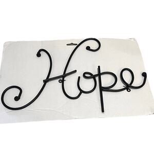 Metal Wall Art Hope Word Sign 15" Home Decor Wrought Iron 2 Hang Loops New